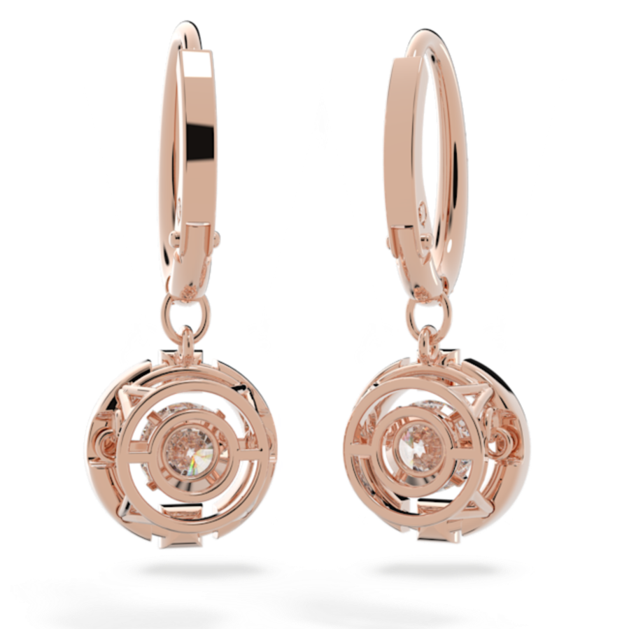 Resim Swarovski Sparkling Dance damla küpeler, Yuvarlak kesim, Beyaz, Pembe altın rengi kaplama