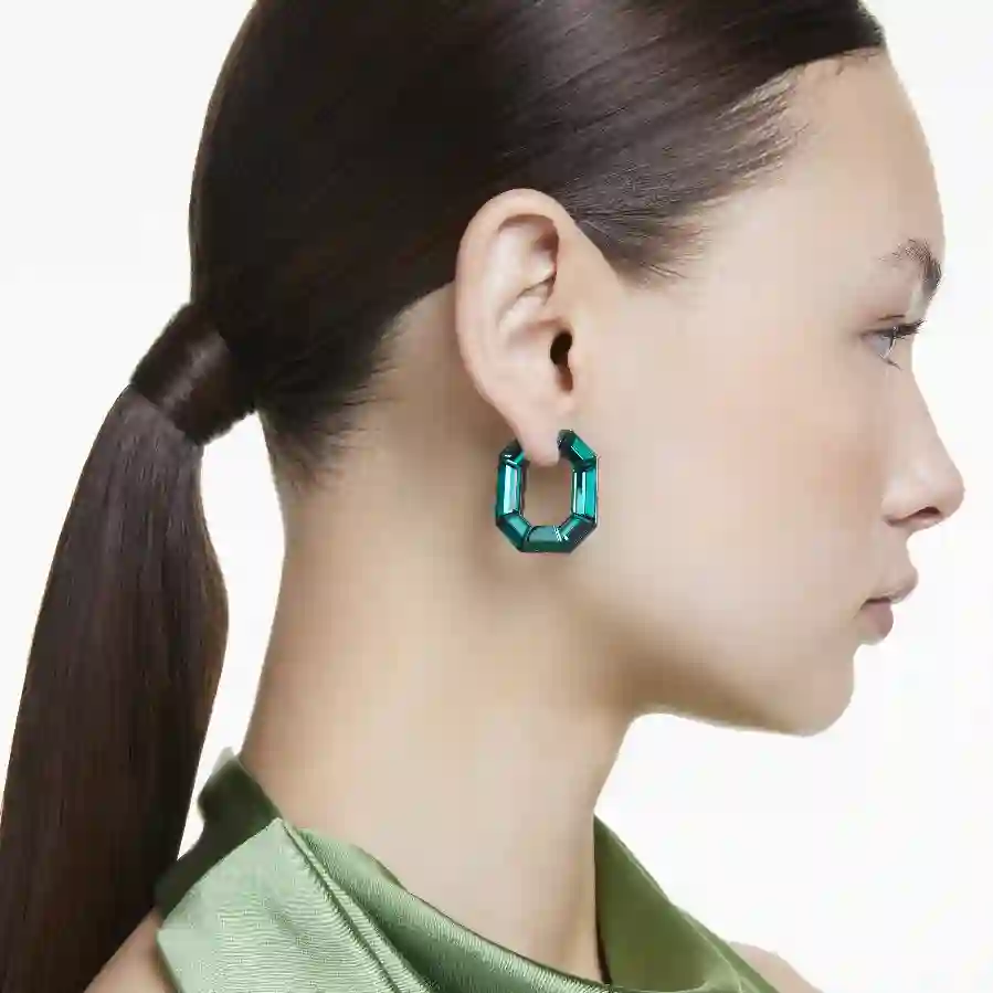 Resim Lucent halka küpeler, Sekizgen şekil, Küçük, Yeşil