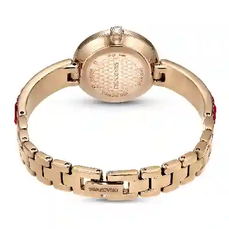 Resim Matrix Bangle Saat, İsviçre Üretimi, Kristal bileklik, Kırmızı, Pembe altın rengi yüzey