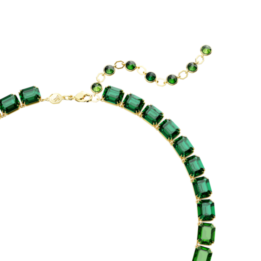 Resim Millenia Tennis kolye, Sekizgen kesim, Renk geçişli, Yeşil, Altın rengi kaplama