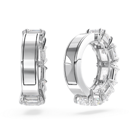 Resim Millenia Klipsli Küpeler, Kare kesim, Beyaz, Rodyum kaplama