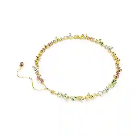 Resim Gema Tennis kolye, Karışık kesimler, Çok renkli, Altın rengi kaplama