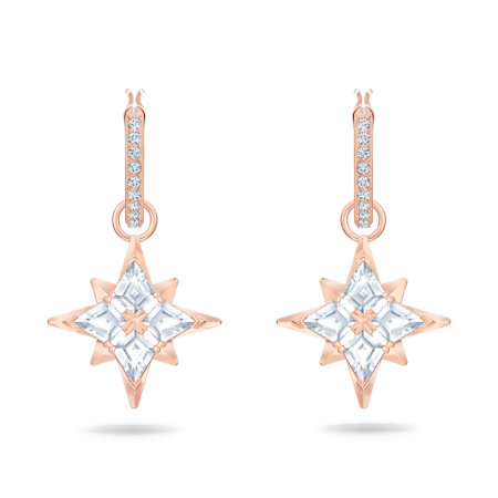 Resim Swarovski Symbolic damla küpeler, Yıldız, Beyaz, Pembe altın rengi kaplama
