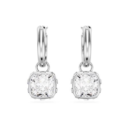 Resim Stilla damla küpeler, Kare kesim, Beyaz, Rodyum kaplama