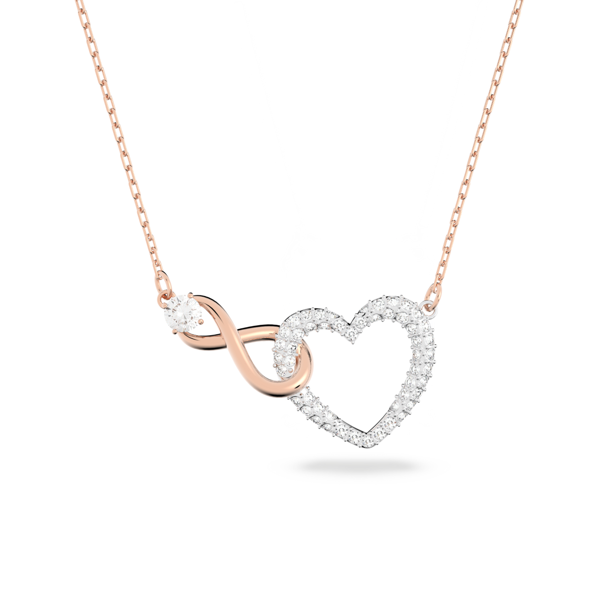 Resim Swarovski Infinity Kolye, Sonsuzluk ve kalp, Beyaz, Karışık metal yüzey