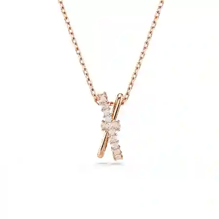 Resim Hyperbola Kolye, Karışık kesimler, Sarmal, Beyaz, Pembe altın rengi kaplama