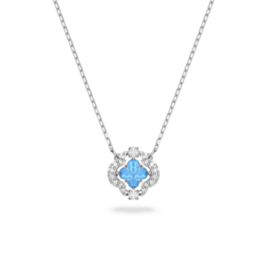 Resim Una Kolye, Yonca, Mavi, Rodyum kaplama