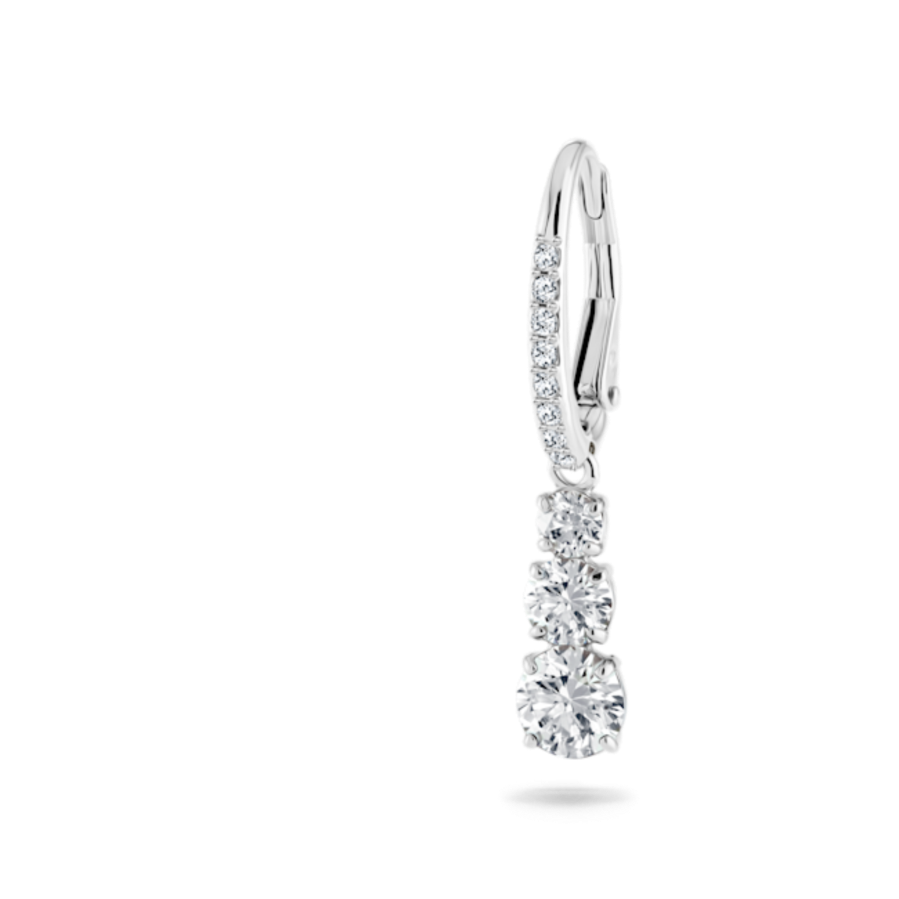 Resim Attract Trilogy halka küpeler, Yuvarlak kesim, Beyaz, Rodyum kaplama