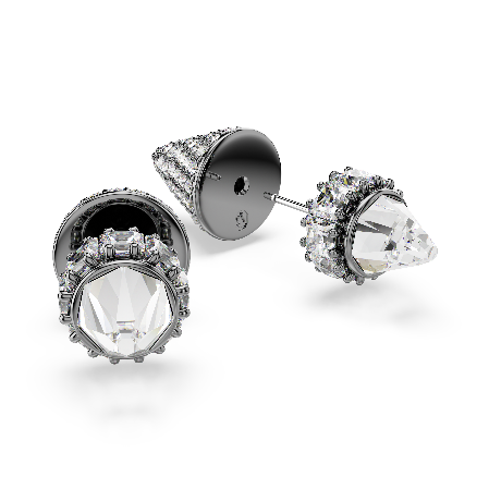 Resim Sublima düğme Küpeler, Çivi, Beyaz, Rutenyum kaplama