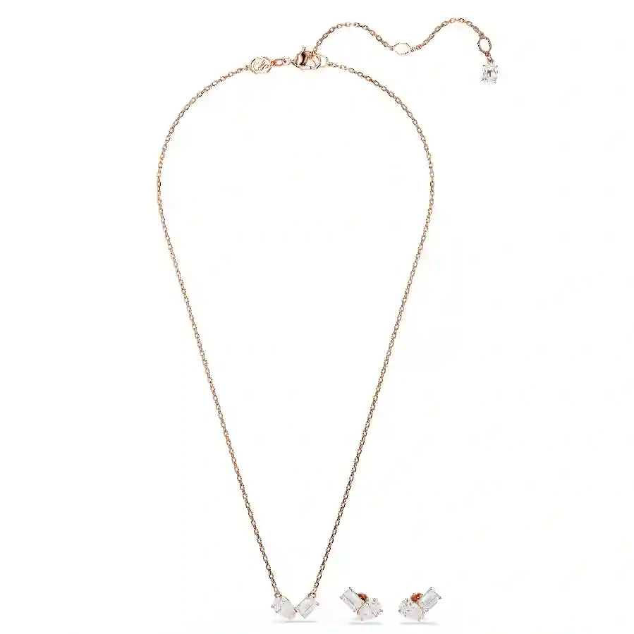 Resim Mesmera Set, Armut kesim, Sekizgen kesim, Beyaz, Pembe altın rengi kaplama