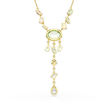 Resim Gema Y-Kolye, Karışık kesimler, Çok renkli, Altın rengi kaplama