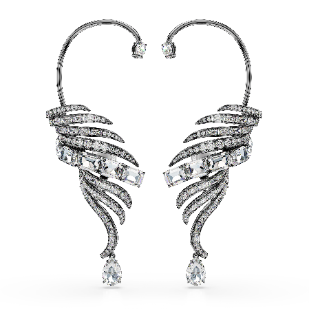 Resim The Vienna Collection kelepçe küpe, Tüy, Beyaz, Rutenyum kaplama