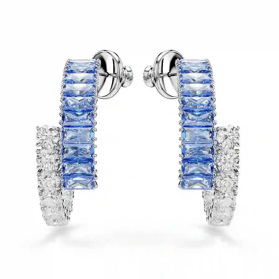 Resim Matrix halka küpeler, Karışık kesimler, Mavi, Rodyum kaplama