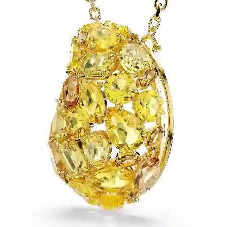 Resim Gema Kolye ve broş, Sarı, Altın rengi kaplama