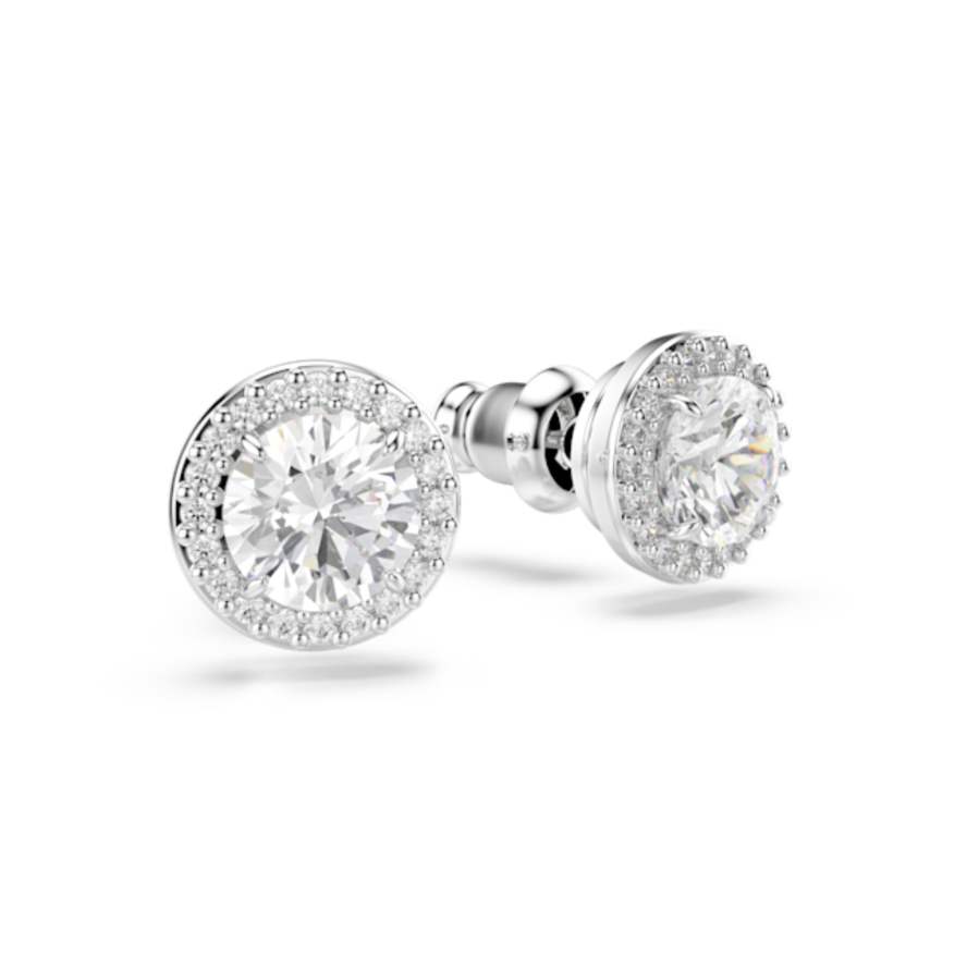 Resim Constella düğme Küpeler, Yuvarlak kesim, Pavé, Beyaz, Rodyum kaplama