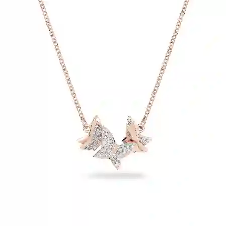 Resim Idyllia Lilia Kolye, Kelebek, Beyaz, Pembe altın rengi kaplama