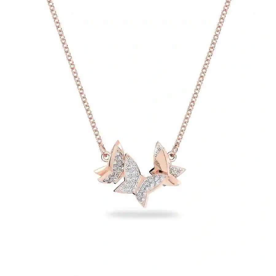 Resim Idyllia Lilia Kolye, Kelebek, Beyaz, Pembe altın rengi kaplama