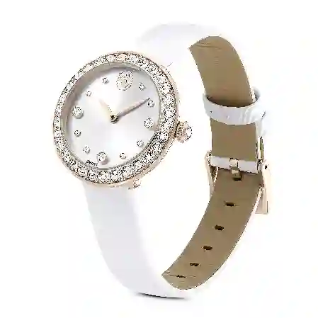 Resim Matrix Tennis Saat, İsviçre Üretimi, Deri kayış, Beyaz, Şampanya altın rengi yüzey