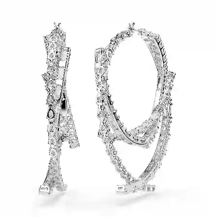 Resim Matrix halka küpeler, Karışık kesimler, Beyaz, Rodyum kaplama