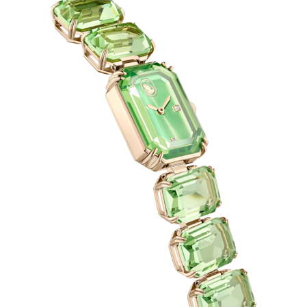 Resim Saat, Sekizgen kesim bileklik, Yeşil, Şampanya altın rengi yüzey