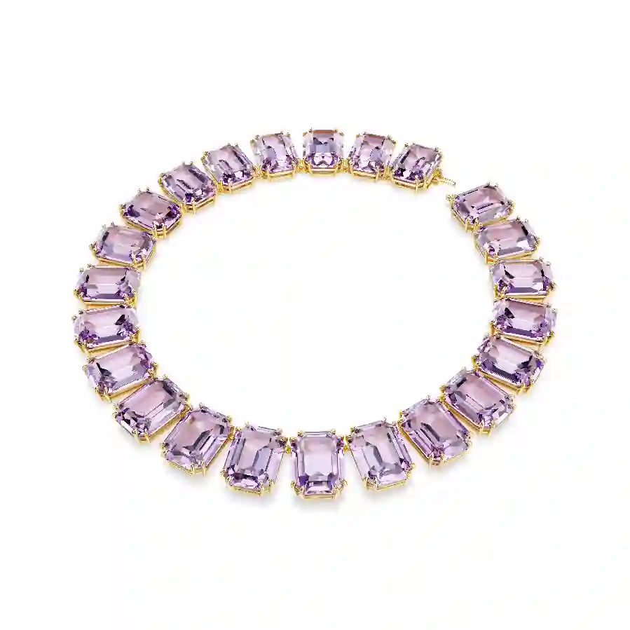 Resim Millenia Tennis kolye, Büyük kristaller, Sekizgen kesim, Mor, Altın rengi kaplama