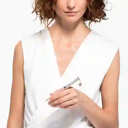 Resim Crystalline Tükenmez Kalem, Çiçek, Pembe, Pembe lakeli, pembe altın rengi kaplama