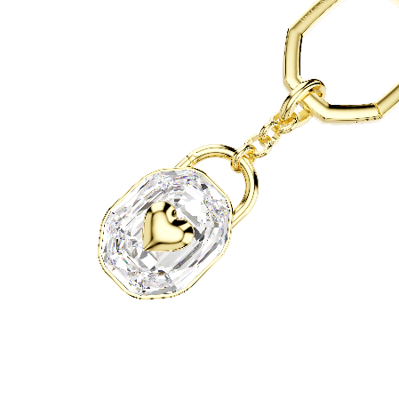 Resim Anahtarlık, Oval kesim, Beyaz, Altın rengi kaplama