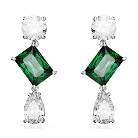 Resim Mesmera damla küpeler, Karışık kesimler, Yeşil, Rodyum kaplama