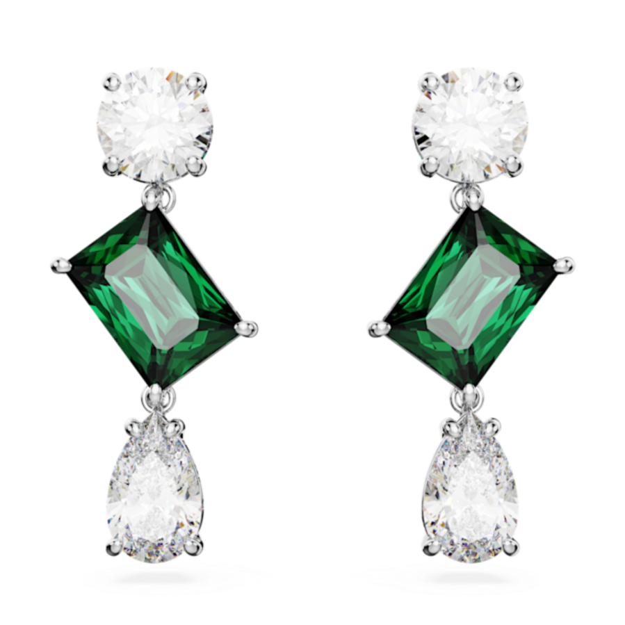 Resim Mesmera damla küpeler, Karışık kesimler, Yeşil, Rodyum kaplama