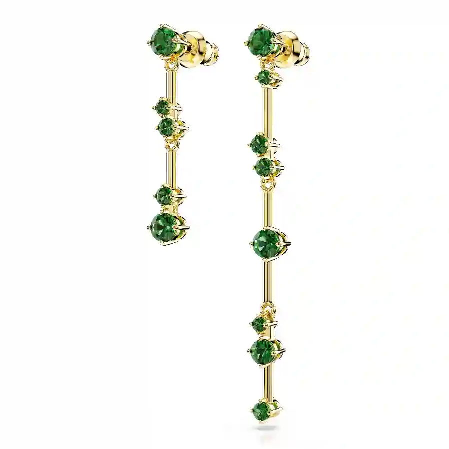 Resim Constella damla küpeler, Asimetrik tasarım, Yuvarlak kesim, Yeşil, Altın rengi kaplama