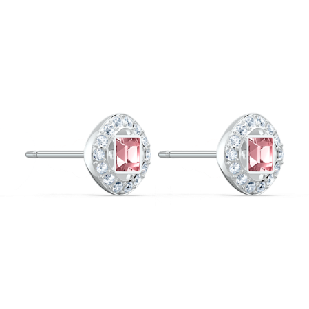 Resim Una Angelic düğme Küpeler, Pembe, Rodyum kaplama