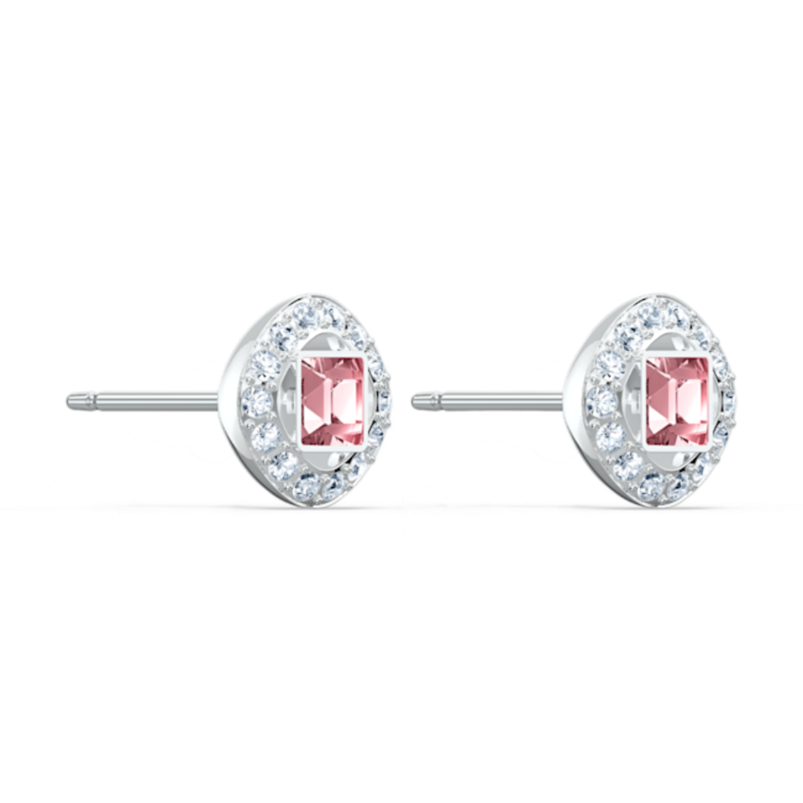 Resim Una Angelic düğme Küpeler, Pembe, Rodyum kaplama