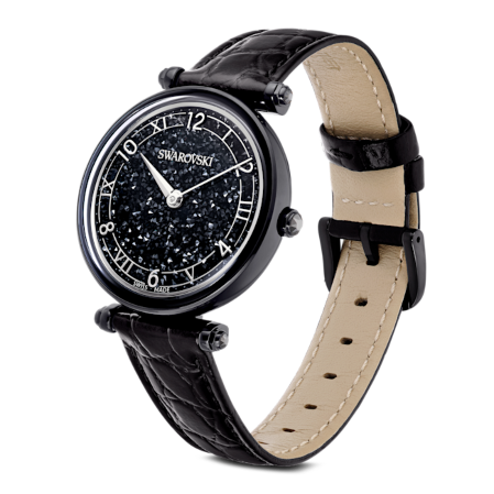 Resim Crystalline Wonder Saat, İsviçre Üretimi, Deri kayış, Siyah, Siyah yüzey