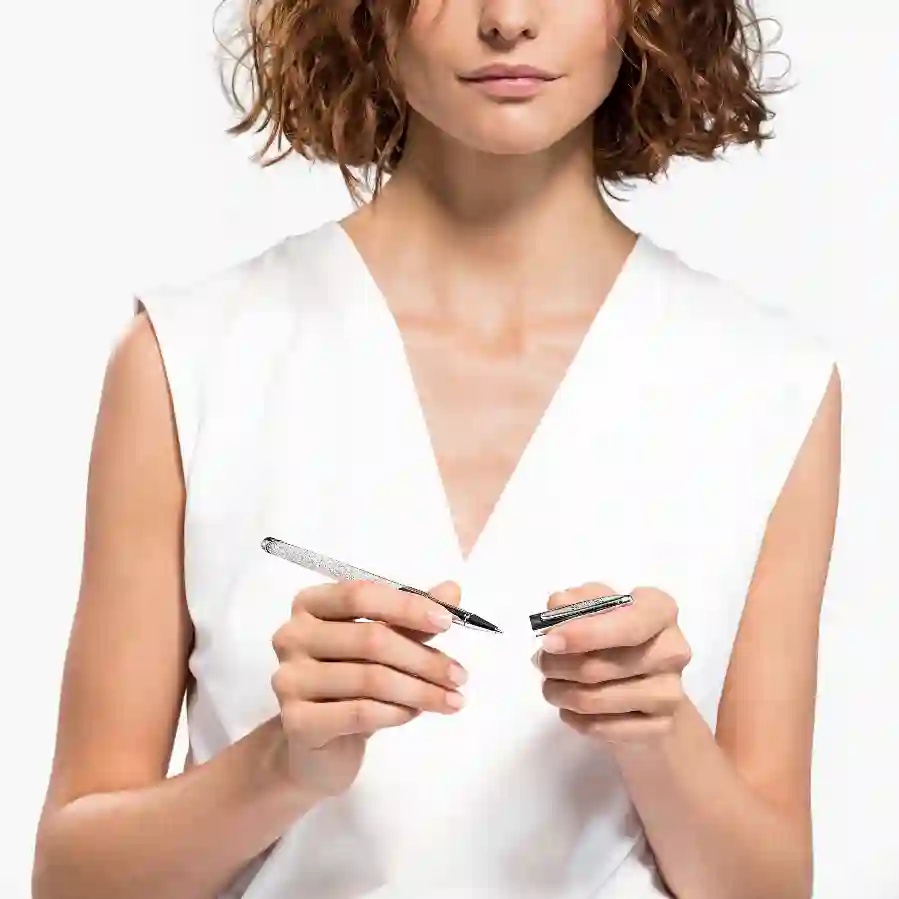 Resim Crystalline Top Uçlu Kalem, Gümüş Rengi, Krom Kaplama