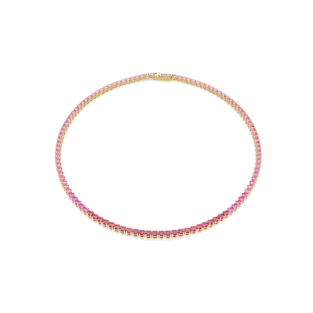 Resim Matrix Tennis kolye, Yuvarlak kesim, Pembe, Altın rengi kaplama