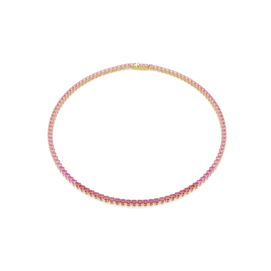 Resim Matrix Tennis kolye, Yuvarlak kesim, Pembe, Altın rengi kaplama