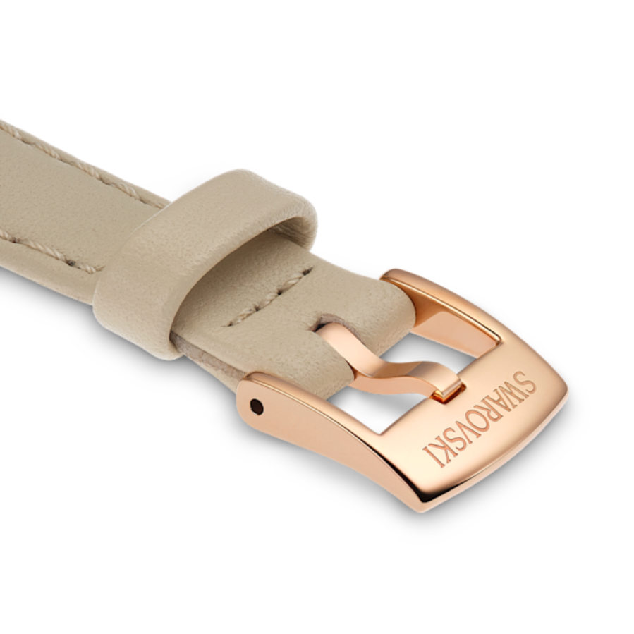 Resim Saat kordonu, 12mm. (0.47 inç) genişlik, Deri, Bej, Pembe altın rengi yüzey