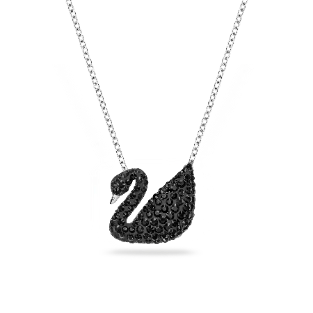 Resim Swan Kolye Ucu, Kuğu, Siyah, Rodyum kaplama