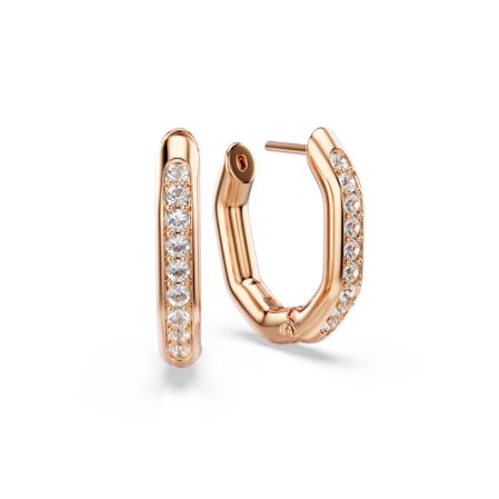 Resim Dextera halka küpeler, Sekizgen şekil, Yuvarlak kesim, Küçük, Beyaz, Pembe altın rengi kaplama