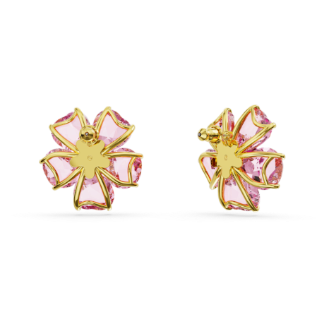 Resim Idyllia düğme Küpeler, Çiçek, Pembe, Altın rengi kaplama