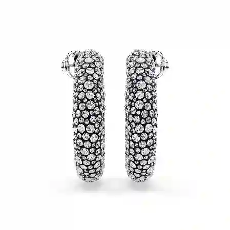 Resim Sublima halka küpeler, Karışık yuvarlak kesimler, Beyaz, Rodyum kaplama