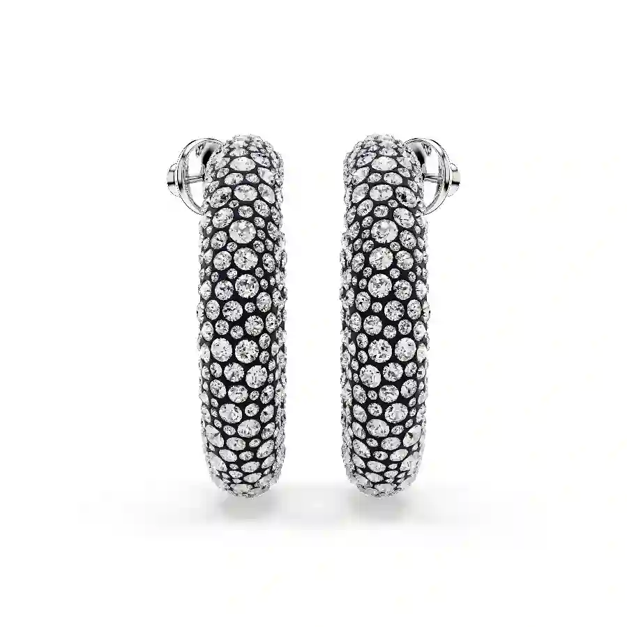 Resim Sublima halka küpeler, Karışık yuvarlak kesimler, Beyaz, Rodyum kaplama