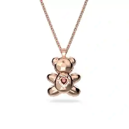 Resim Teddy Kolye, Ayıcık, Pembe, Pembe altın rengi kaplama