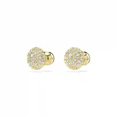 Resim Meteora düğme Küpeler, Beyaz, Altın rengi kaplama