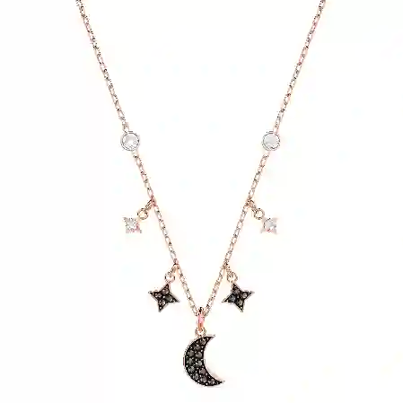 Resim Symbolica Kolye, Ay ve yıldız, Siyah, Pembe altın rengi kaplama