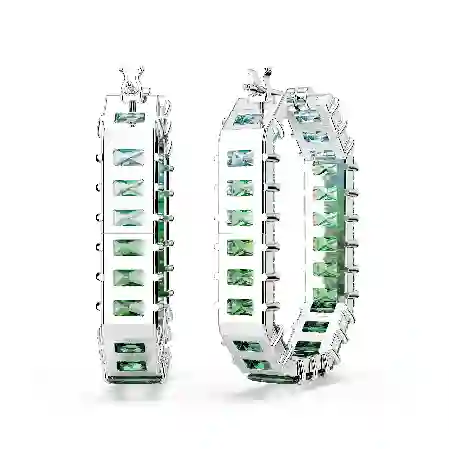 Resim Matrix halka küpeler, Baget kesim, Sekizgen şekil, Renk geçişli, Yeşil, Rodyum kaplama