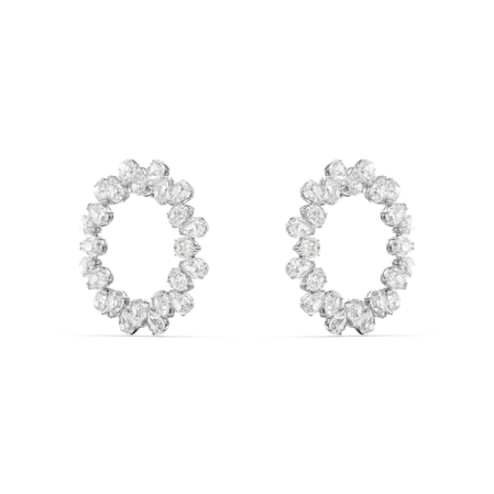 Resim Millenia halka küpeler, Armut kesim, Büyük, Beyaz, Rodyum kaplama