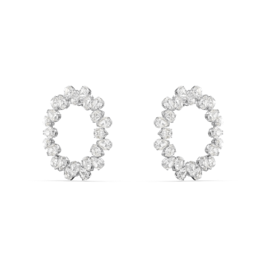 Resim Millenia halka küpeler, Armut kesim, Büyük, Beyaz, Rodyum kaplama