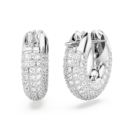 Resim Dextera halka küpeler, Küçük, Beyaz, Rodyum kaplama