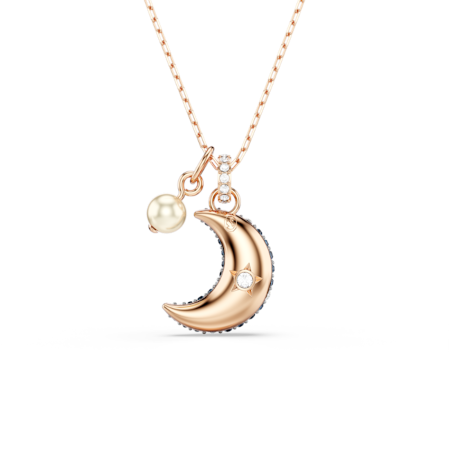 Resim Luna Kolye, Kristal inci, Ay, Çok renkli, Pembe altın rengi kaplama